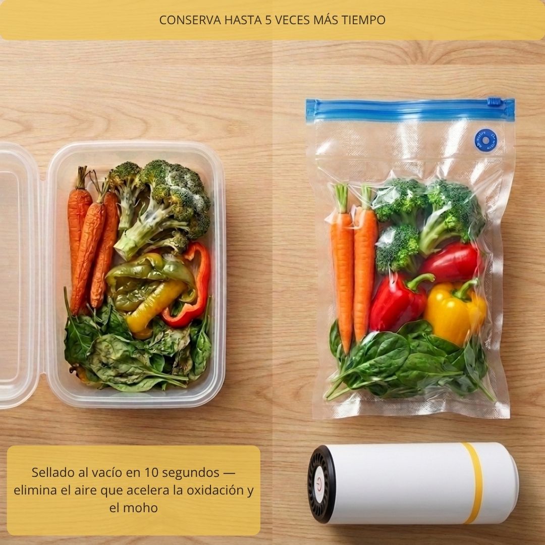 Rechargeable vacuum sealer with 10 bags