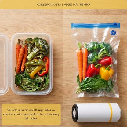 Rechargeable vacuum sealer with 10 bags
