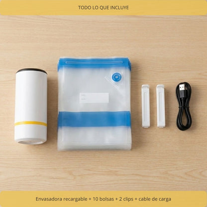 Rechargeable vacuum sealer with 10 bags