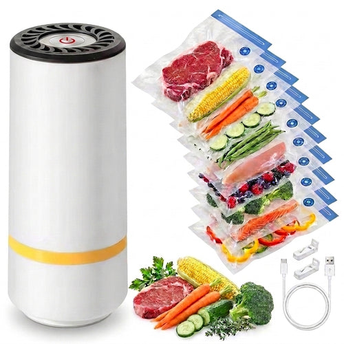 Rechargeable vacuum sealer with 10 bags